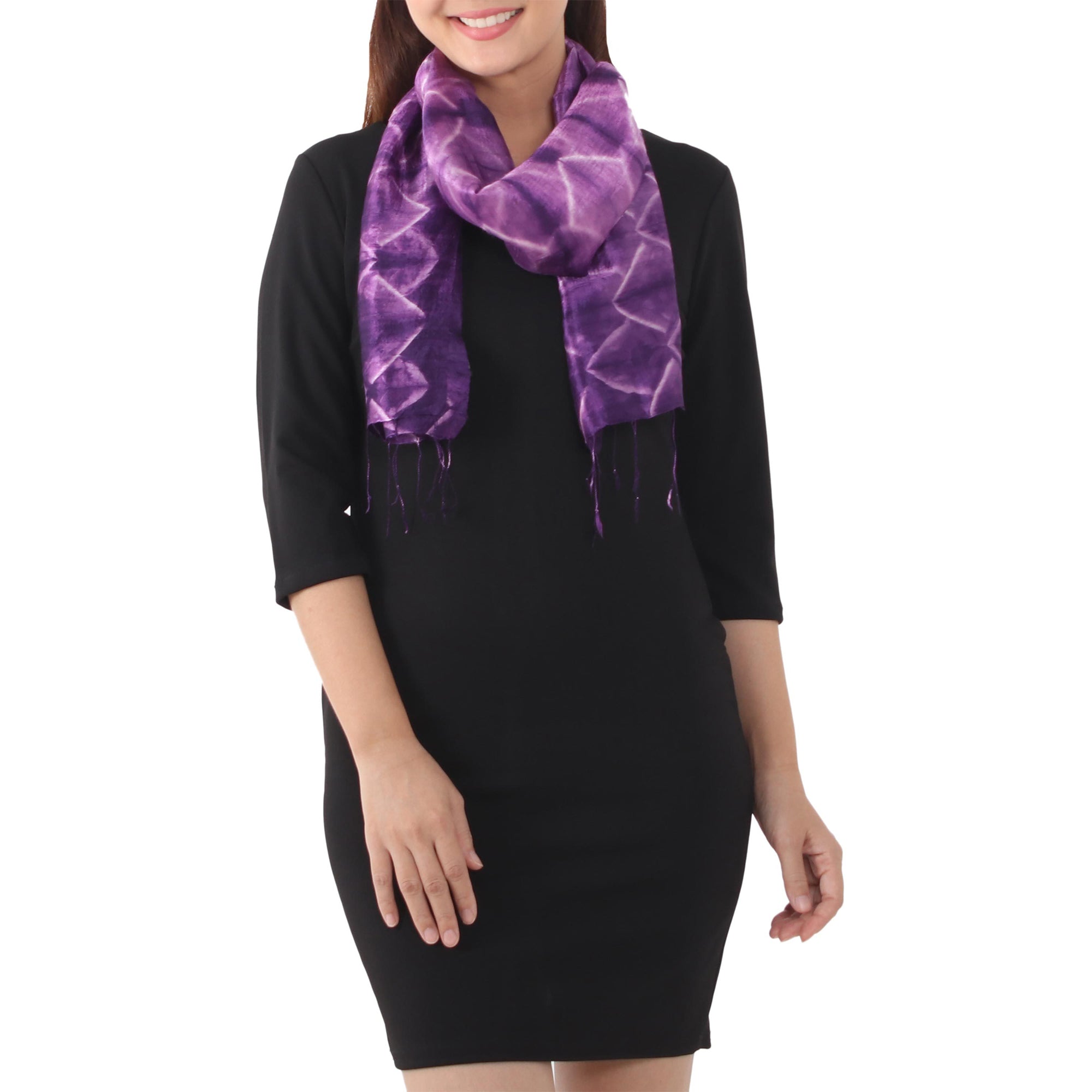 Premium Amethyst Mystique Silk Scarf – Handcrafted Elegance