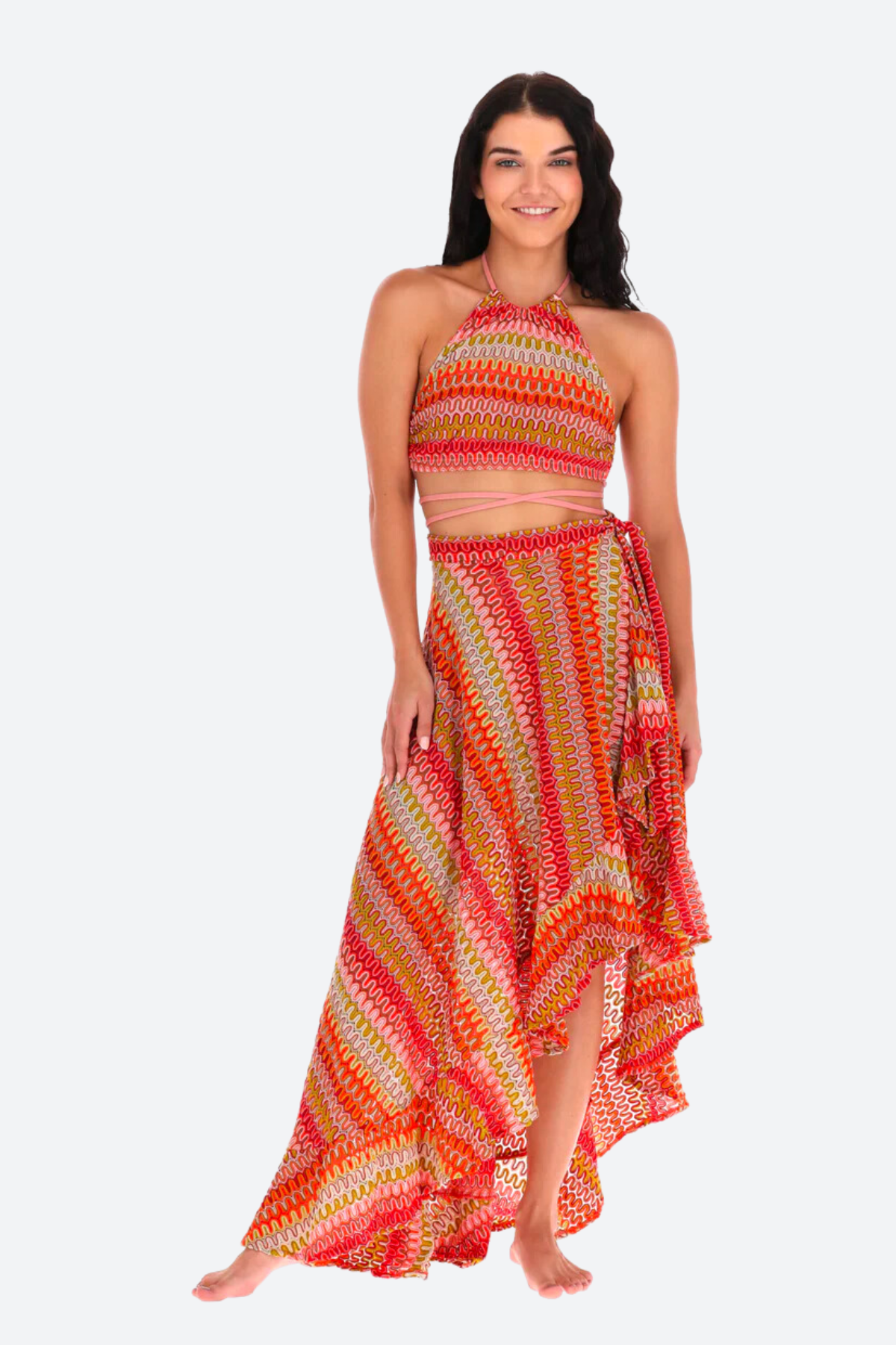 SANLIER Premium Wrap Skirt in Agava - Ultimate Beach Style