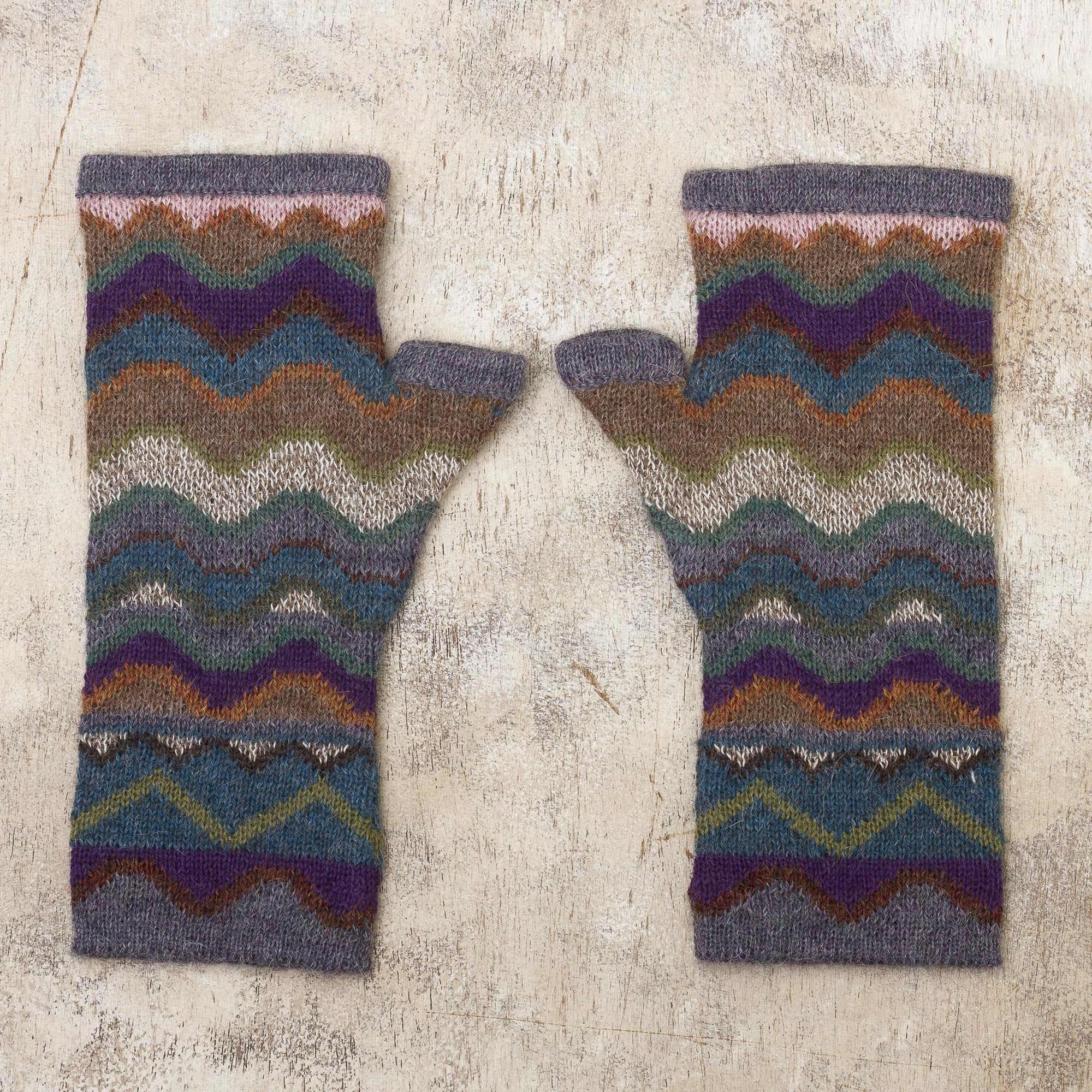 Premium Alpaca Wool Fingerless Mitts - Inspired by the Mountain of Seven Colors