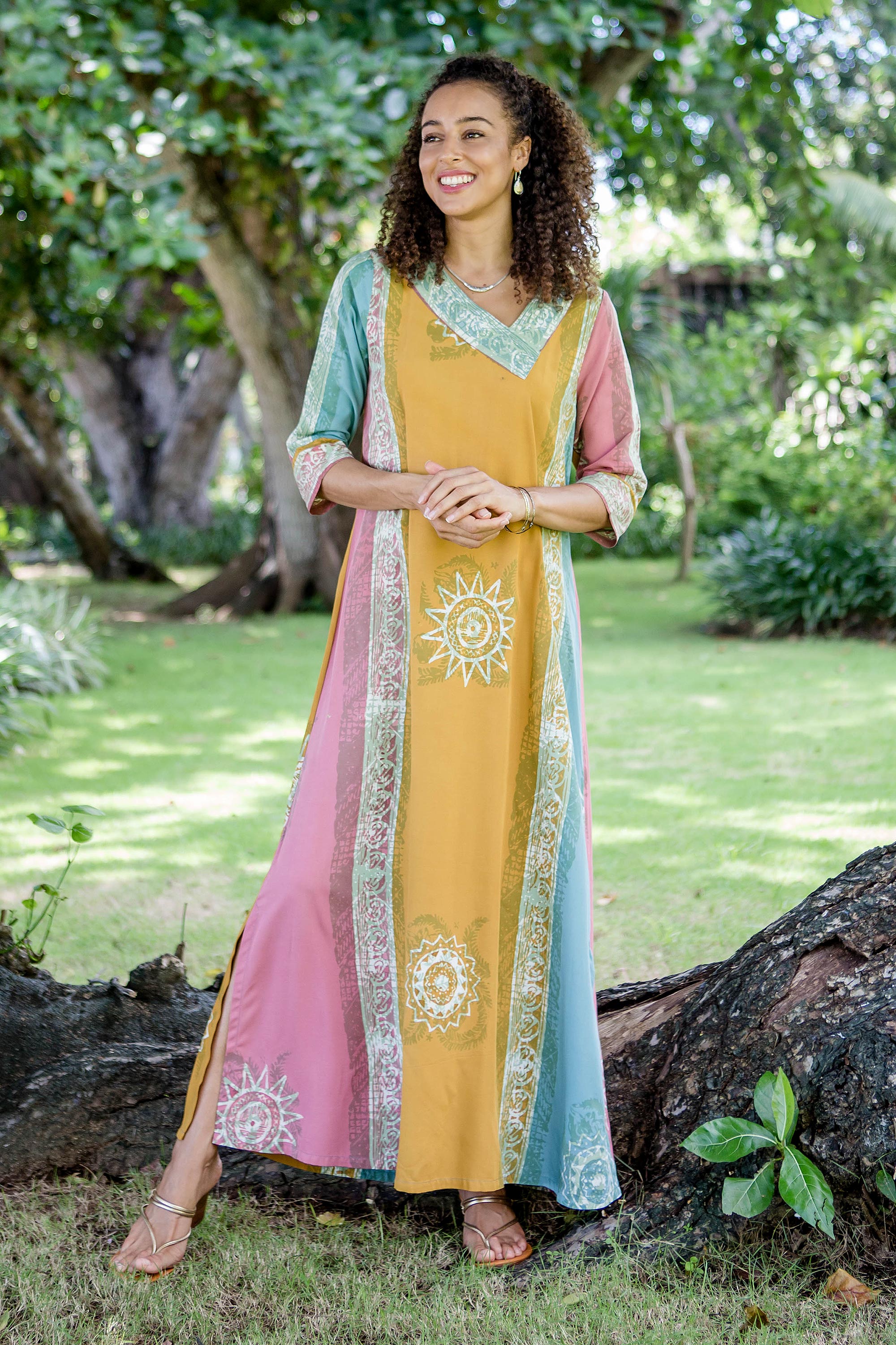 Premium Amber Batik Maxi Dress - Handcrafted in Bali for Ultimate Comfort