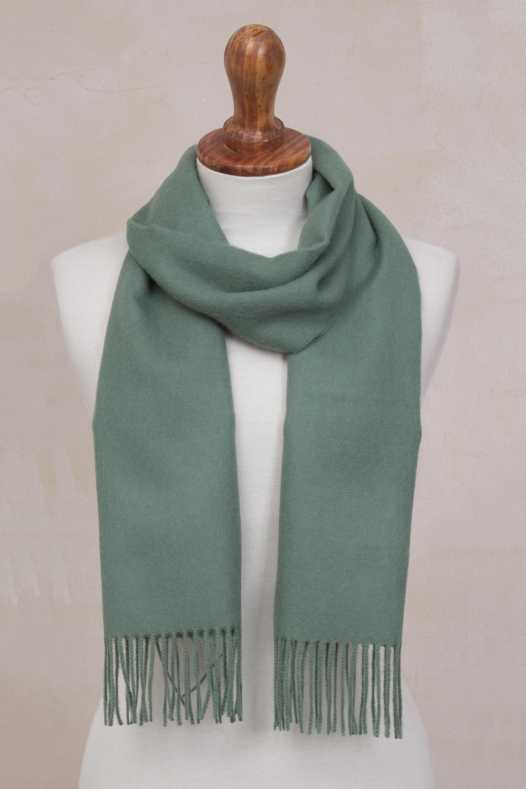 Premium Celadon Green Baby Alpaca Scarf - Ultimate Comfort