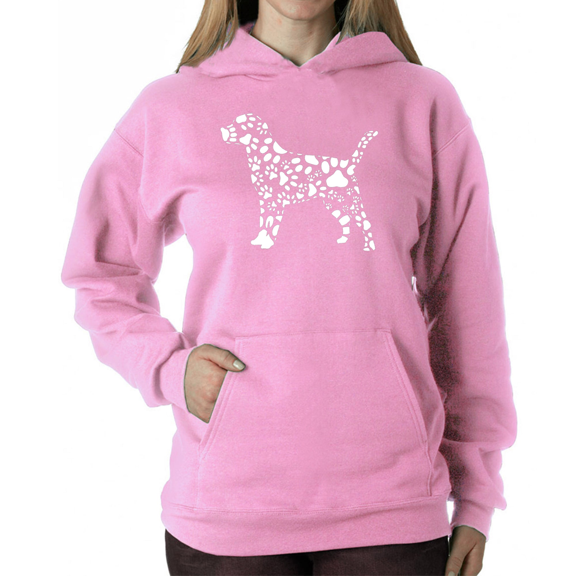 Premium Dog Paw Prints Women's Word Art Hoodie - Ultimate Pet Lover's Sweatshirt