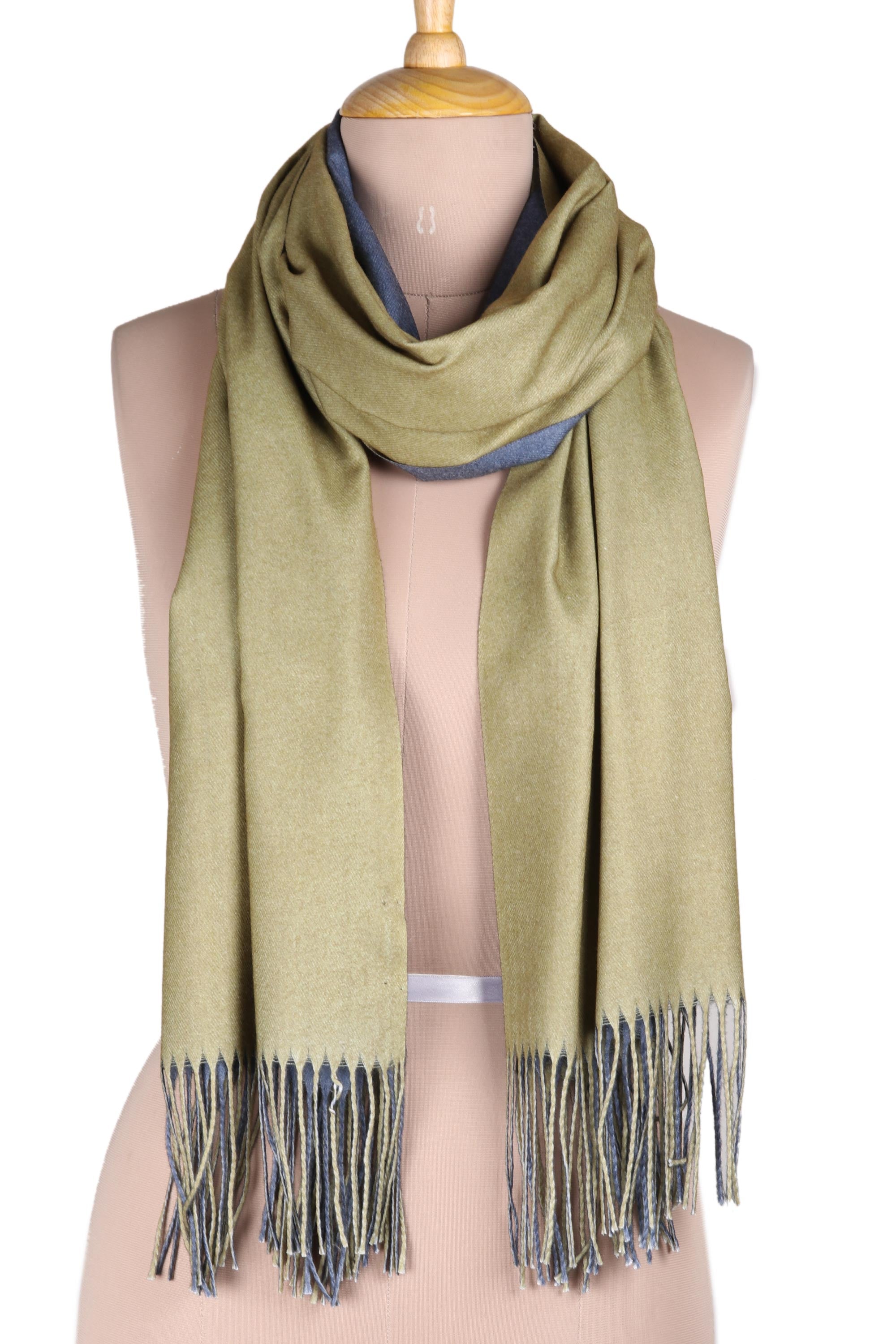 Premium Reversible Cashmere Shawl - Dual-Tone Blue & Green | Ultimate Comfort