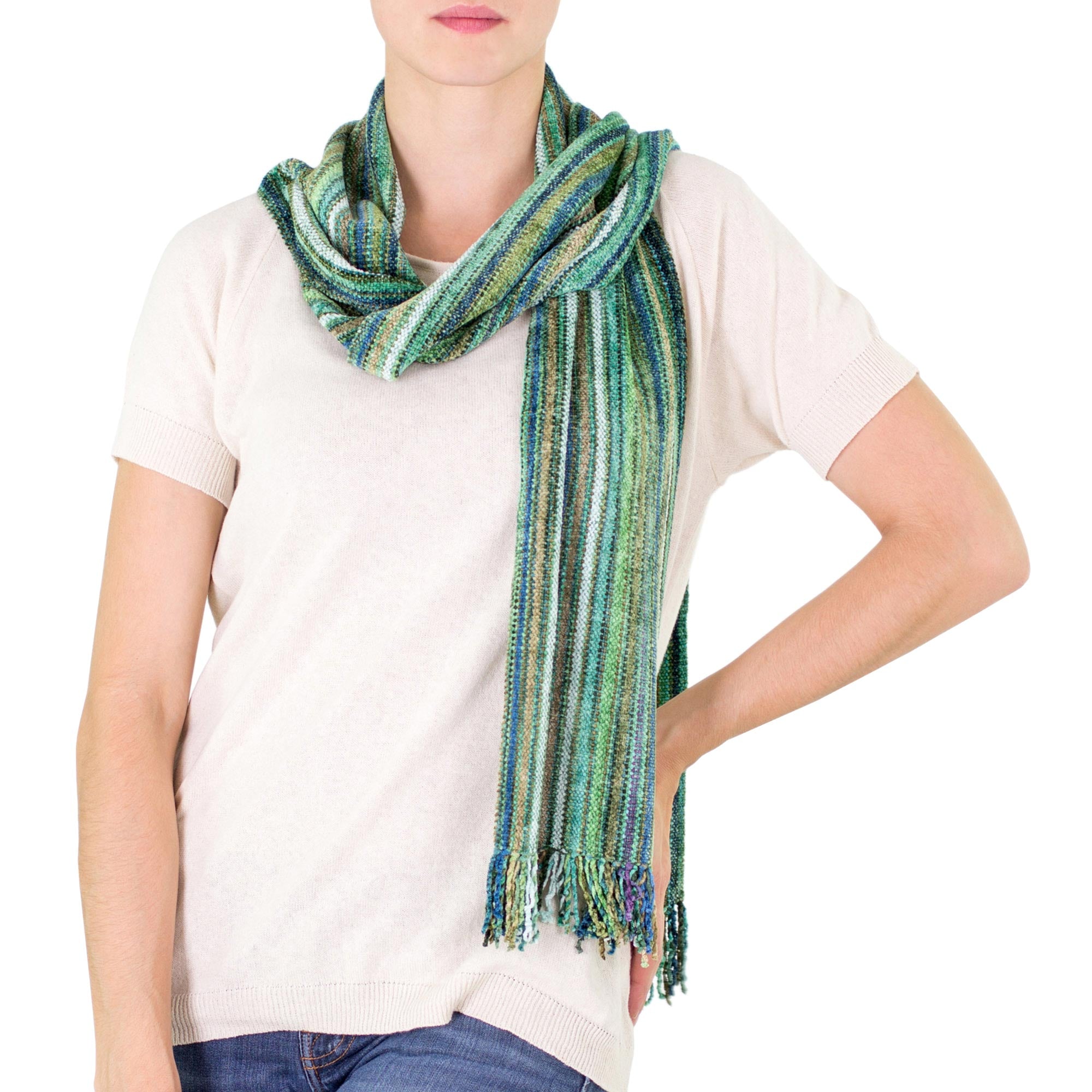 Premium Guatemalan Rayon Chenille Scarf - Eco-Chic Style