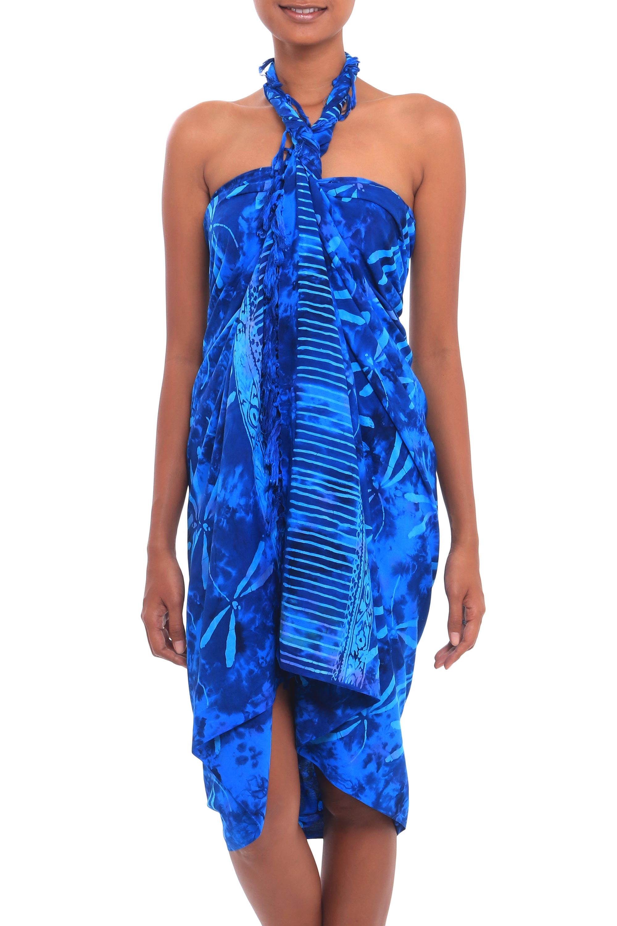 Premium Blue Dragonfly Batik Sarong – Handcrafted in Bali