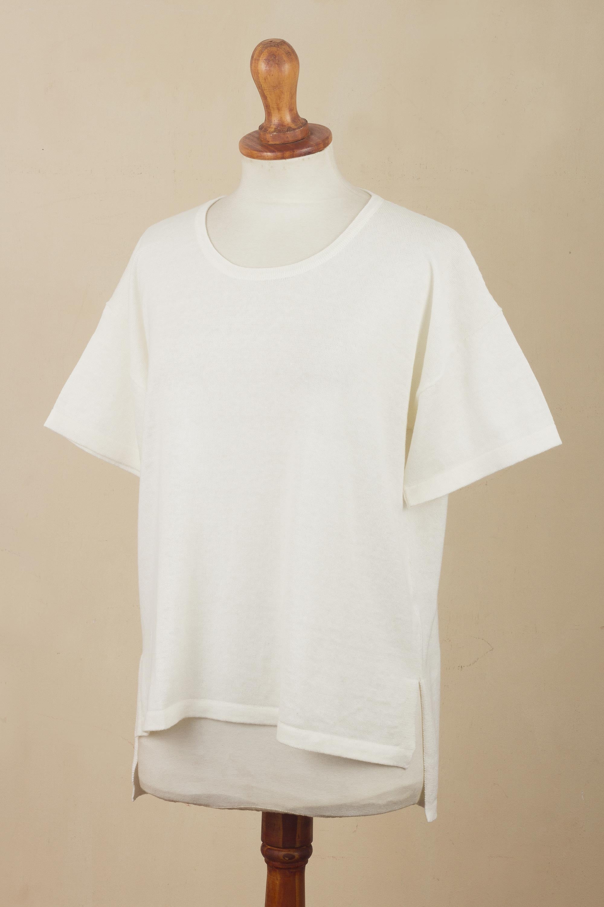 Premium Cloud Nine White Short-Sleeve Sweater