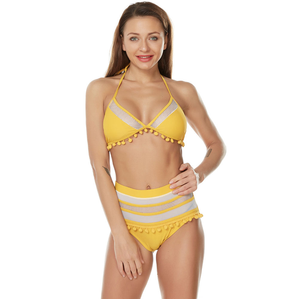 Premium High Waist Pompon Brazilian Bikini Set