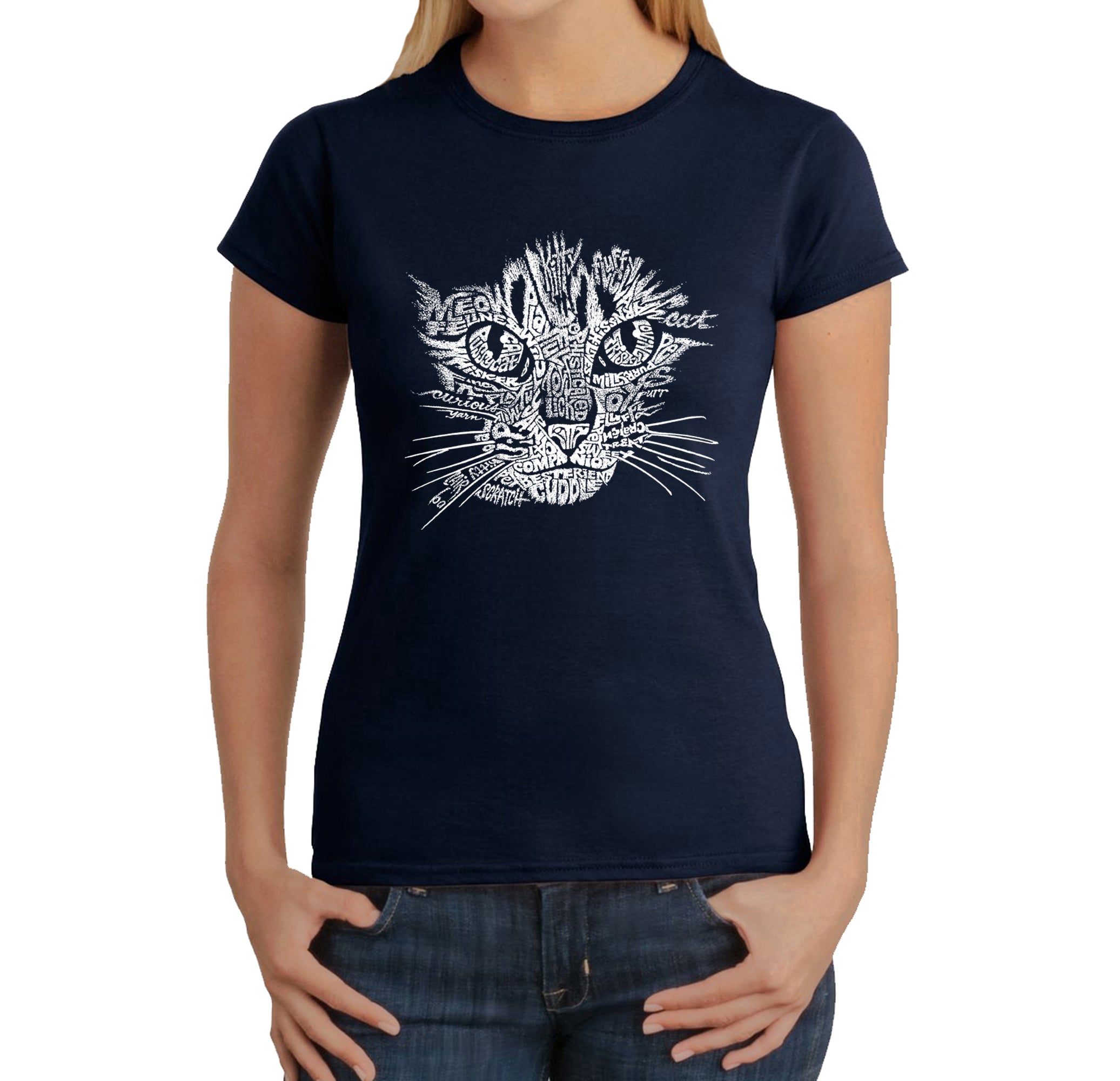 Premium Cat Lover's Word Art T-Shirt for Women