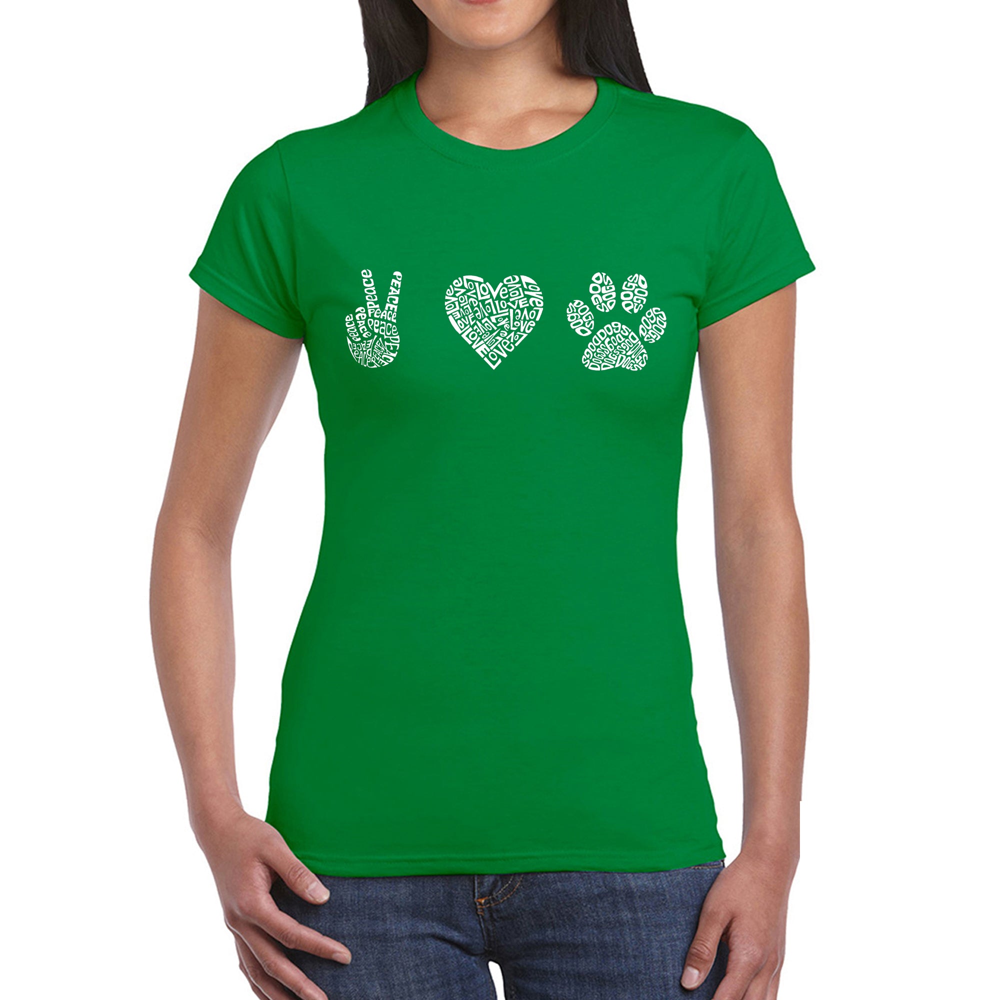 Premium Peace Love Dogs Women's Word Art T-Shirt - Ultimate Dog Lover Tee