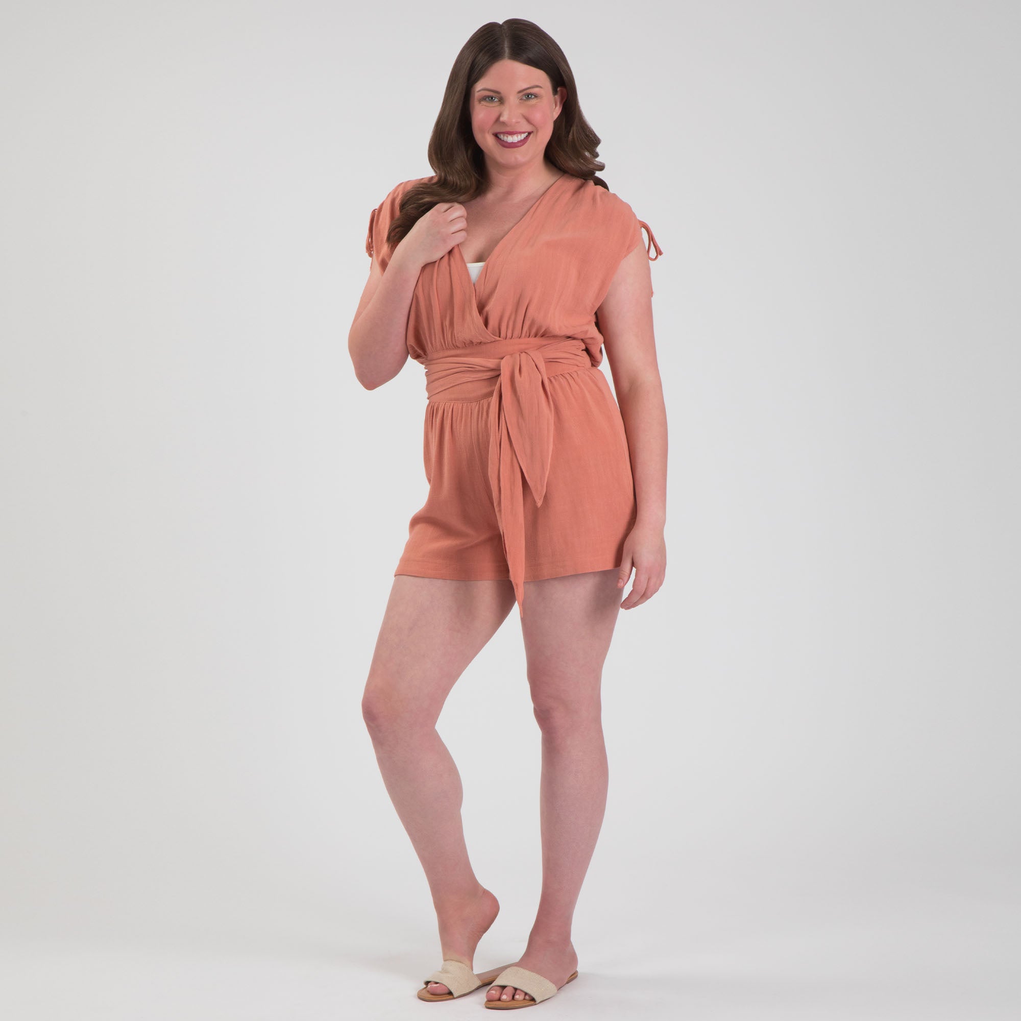 Premium Lightweight V-Neck Romper with Adjustable Tie Waist