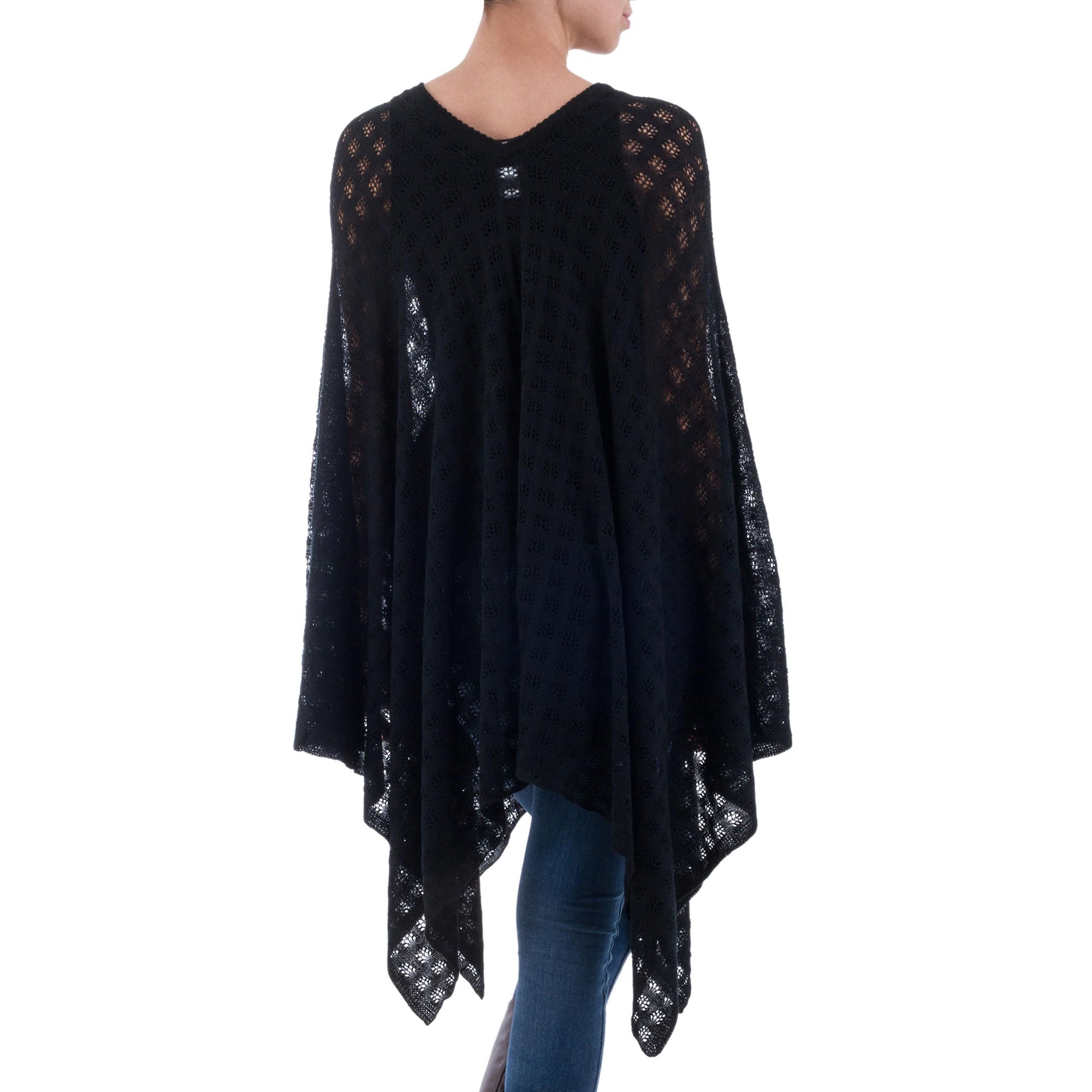 Premium Indigo Shadow Alpaca Poncho