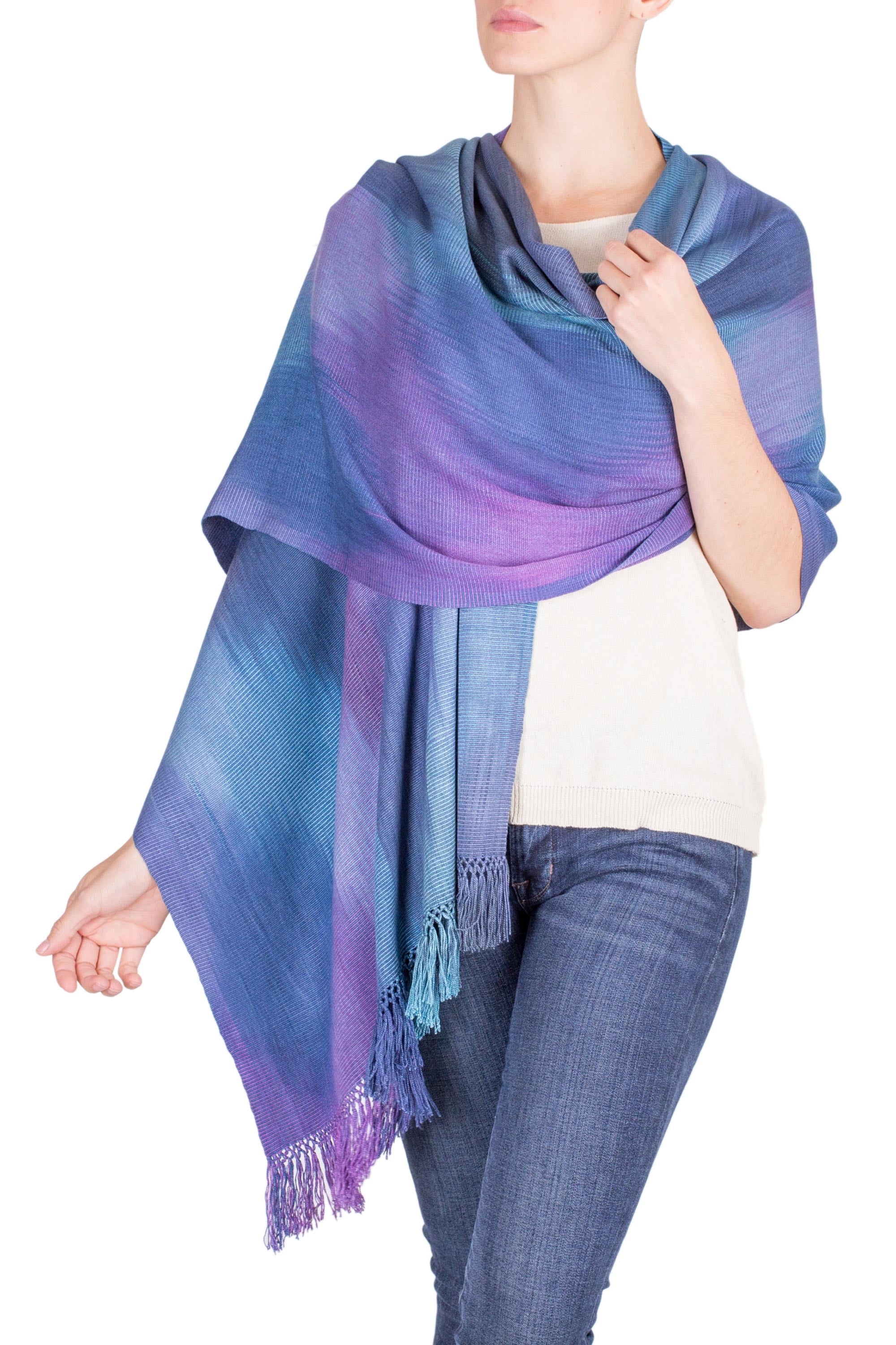 Premium Handwoven Blue Orchid Shawl - Lightweight & Eco-Friendly