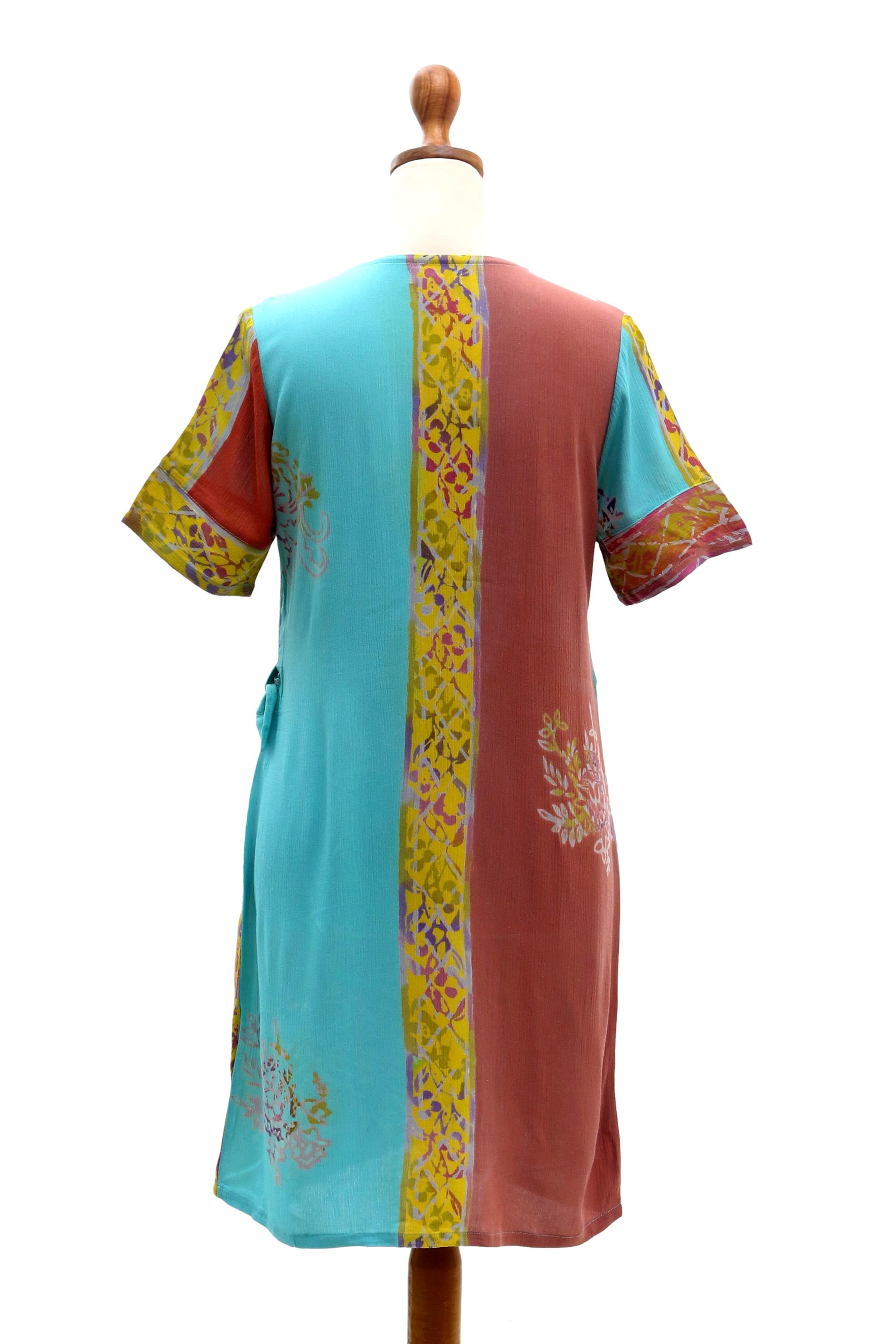 Premium Bali Rainbow Batik Rayon Dress - Handcrafted Elegance