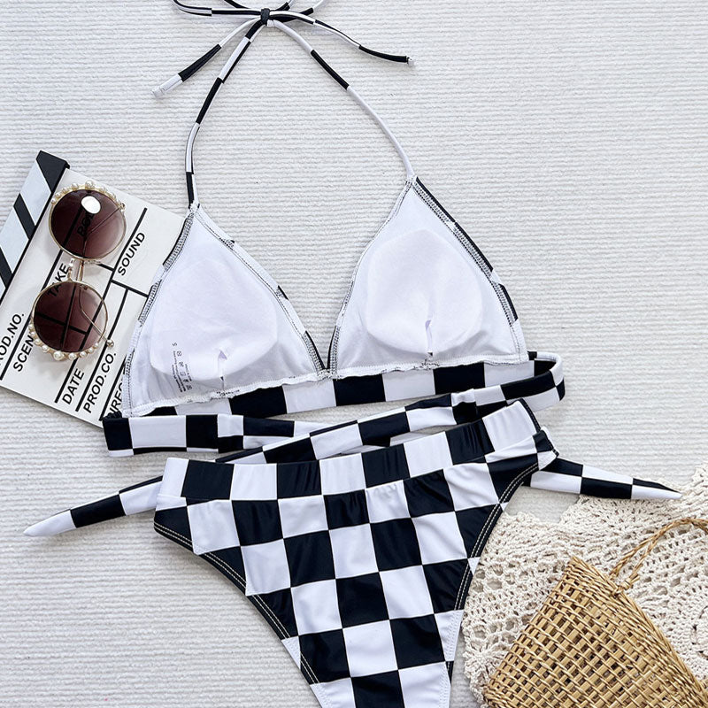 Premium Retro Gingham High-Leg Bikini Set - Ultimate Summer Style