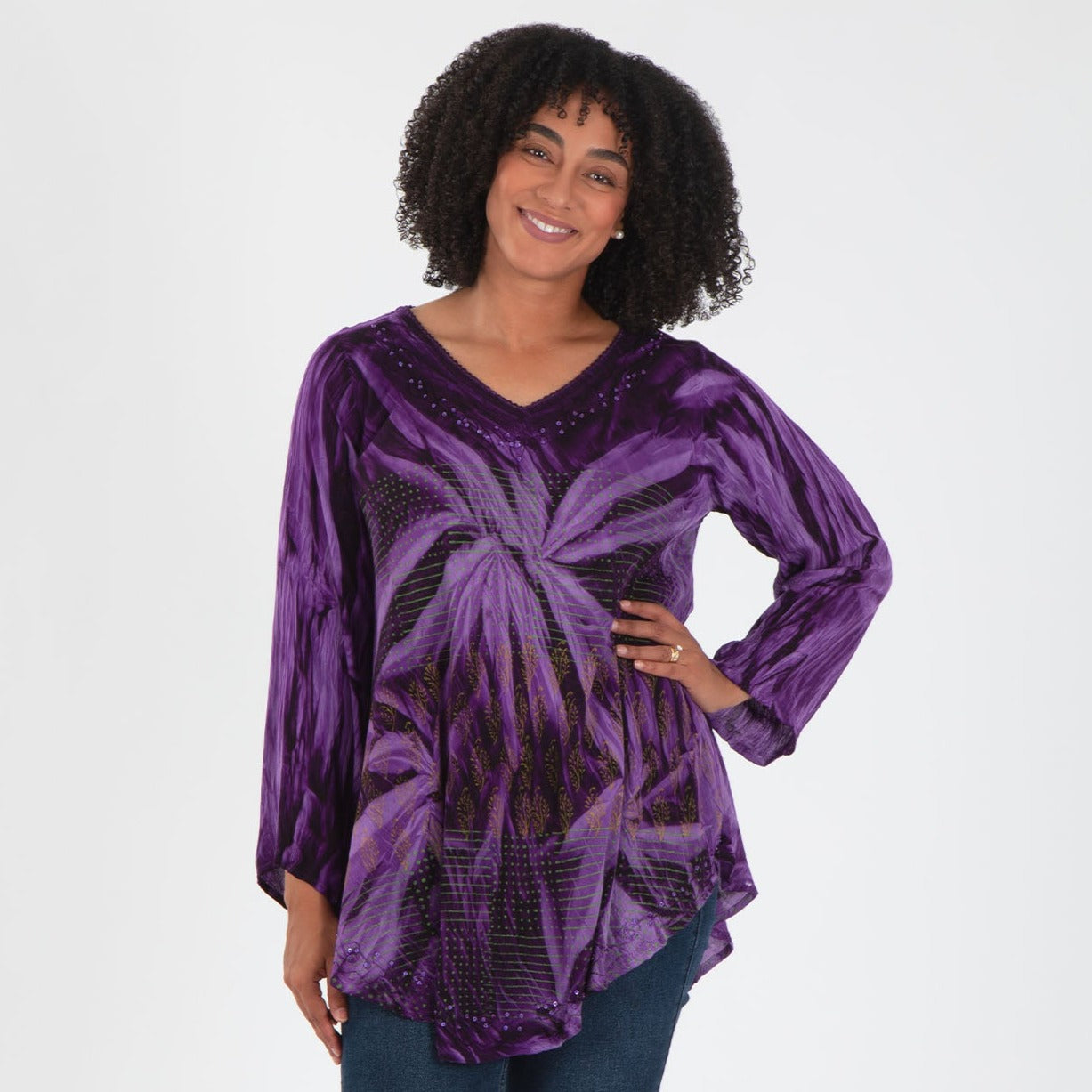 Premium Morning Glory Embroidered Tunic