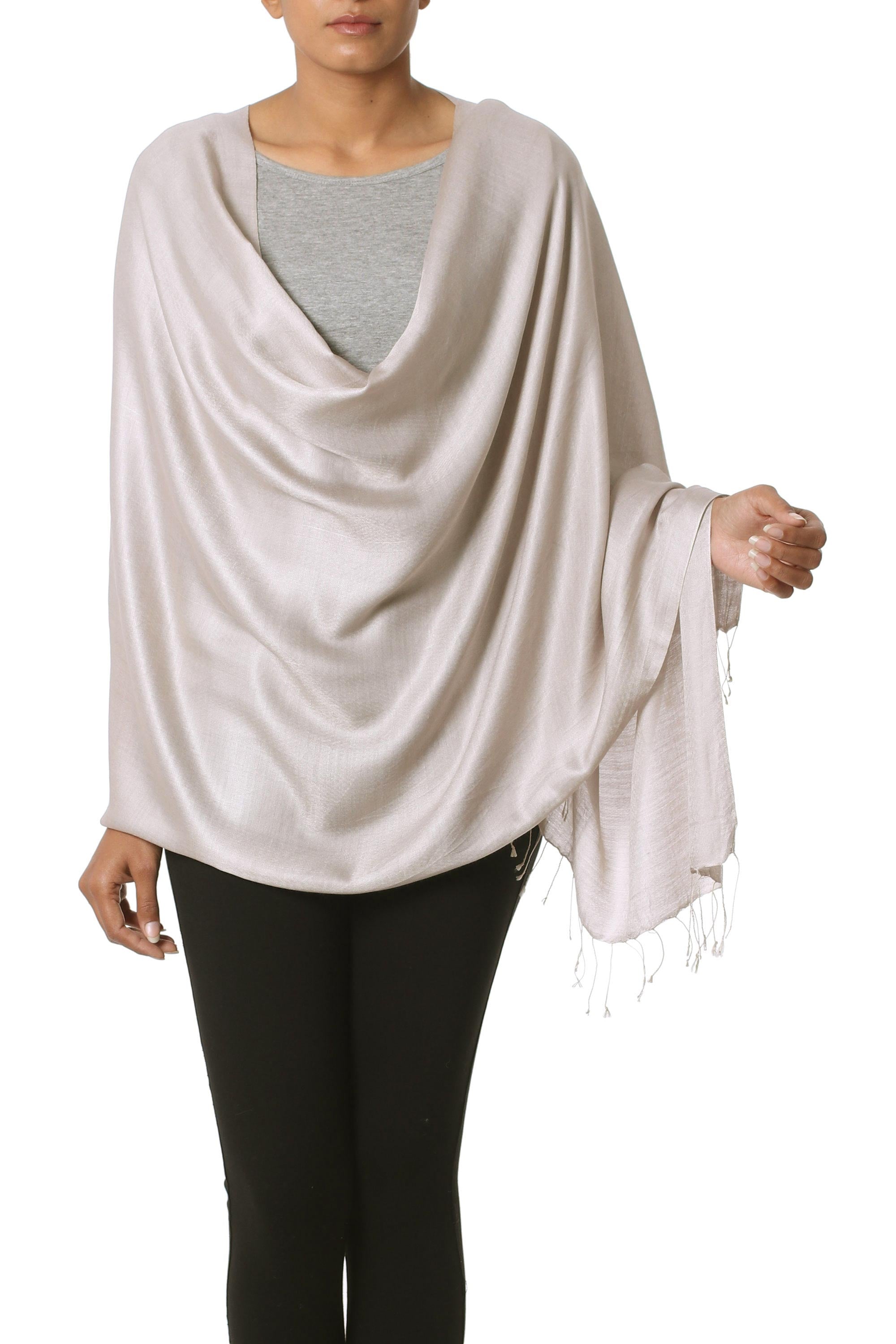 Premium Elegant Taupe Silk Shawl - Ultimate Luxury Wrap