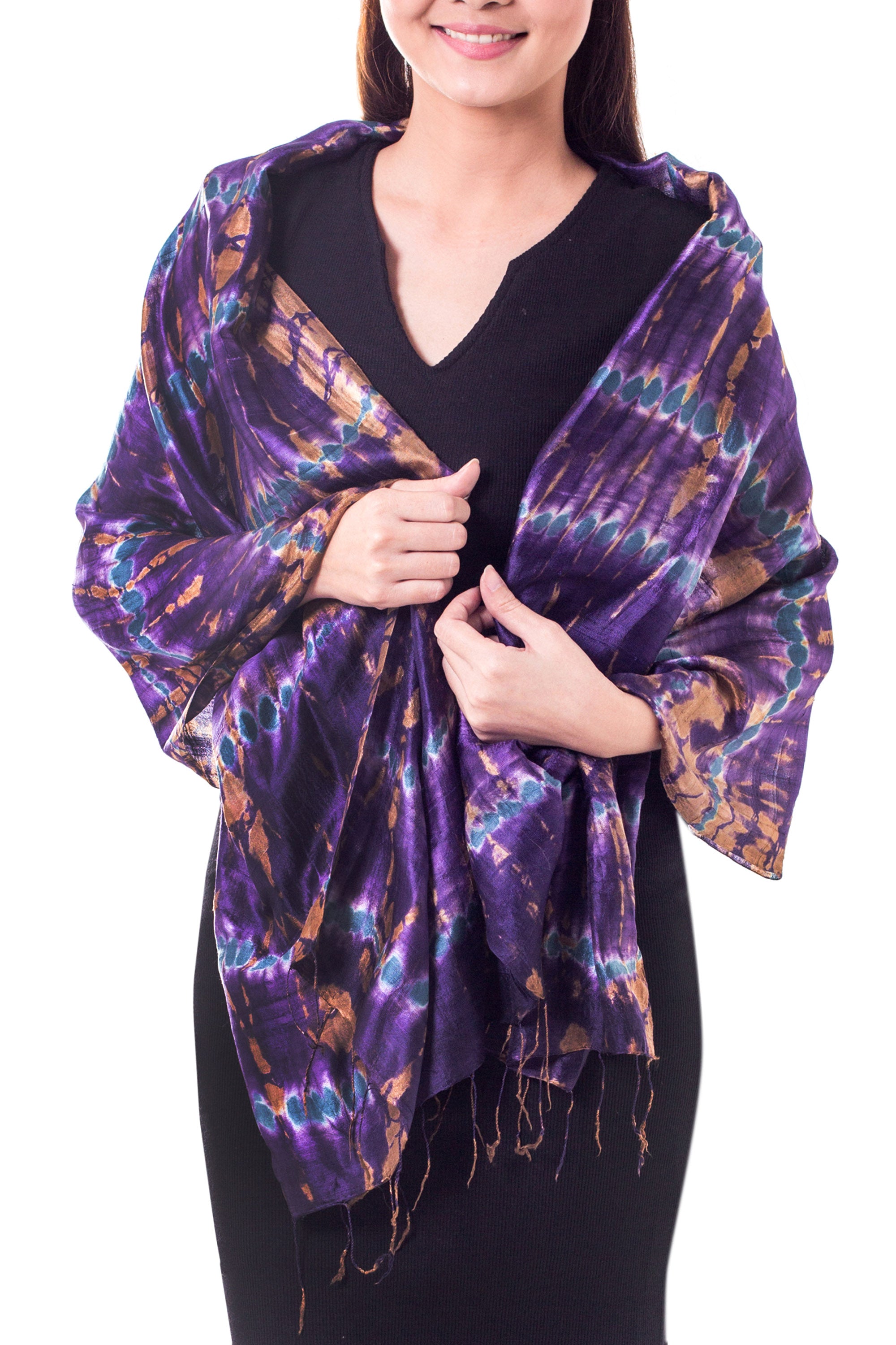 Premium Orchid Mystique Fair Trade Silk Shawl – Hand-Dyed Luxury Wrap