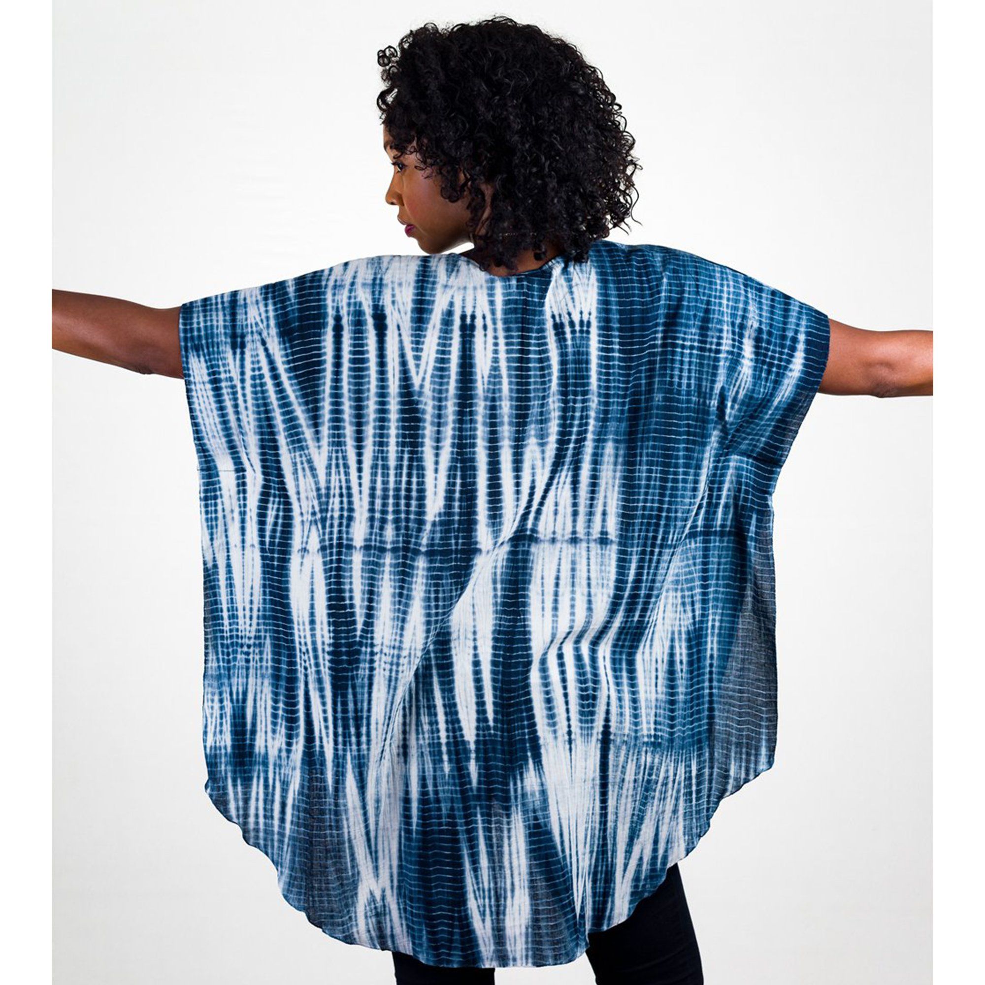 Premium Chandra Shibori Shrug - Handcrafted Indigo Elegance