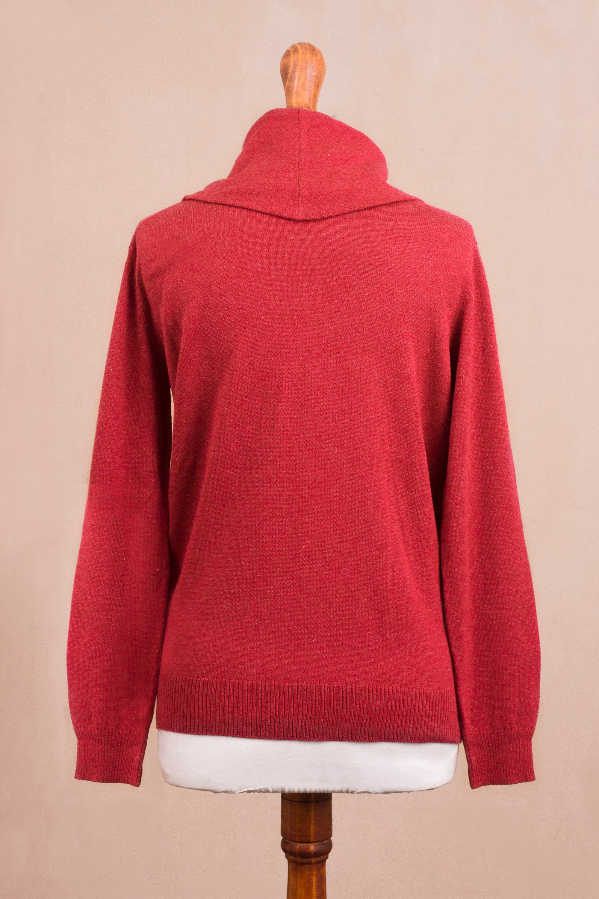 Premium Cerise Red Cotton Blend Pullover | Versatile & Artisan-Crafted